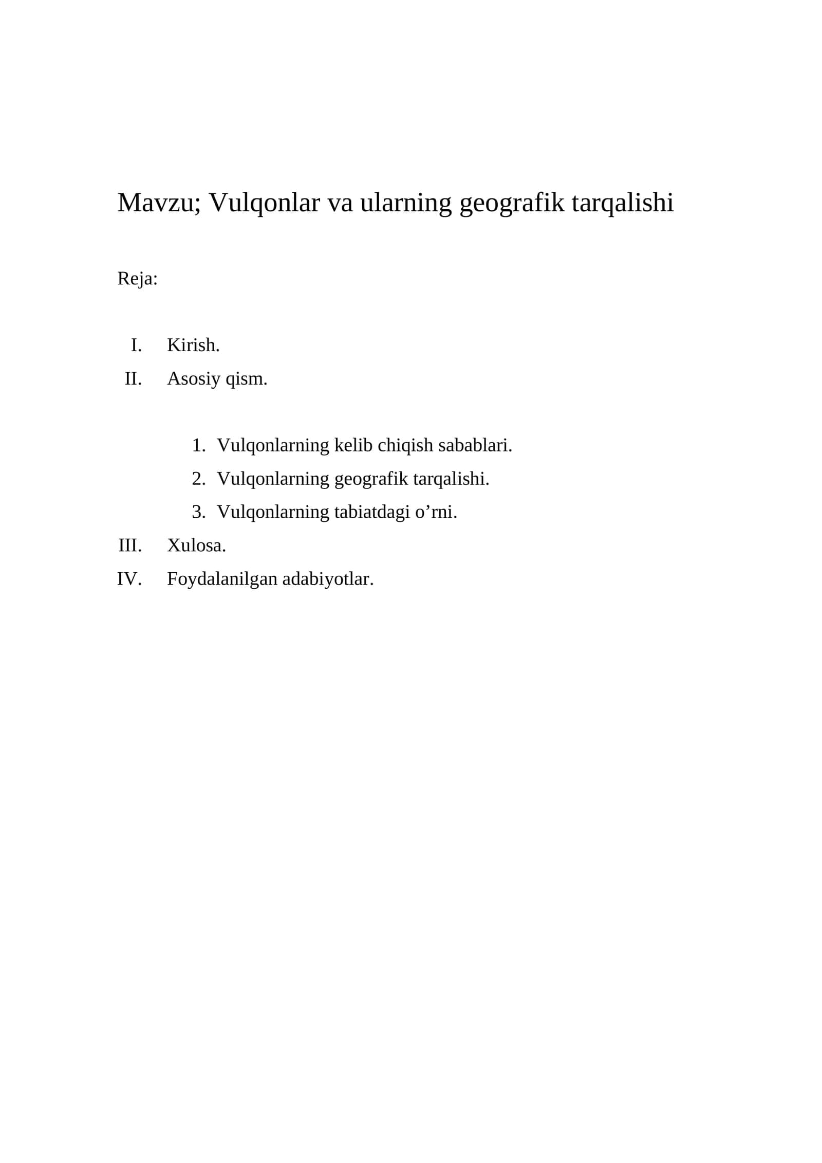 Vulqonlar va ularning geografik tarqalishi 1