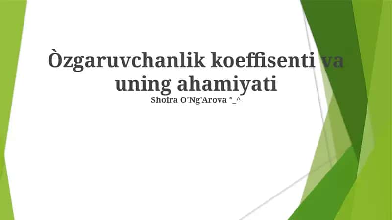 Variatsiya Koeffitsiyenti 1