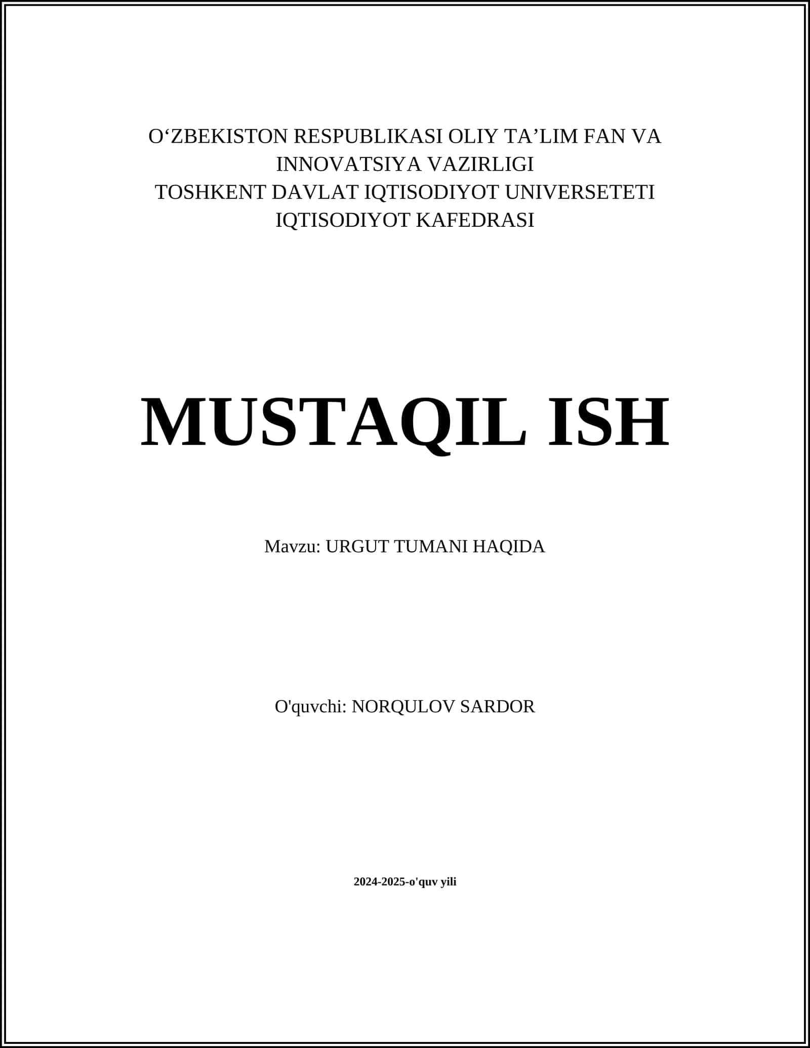 URGUT TUMANI HAQIDA 1