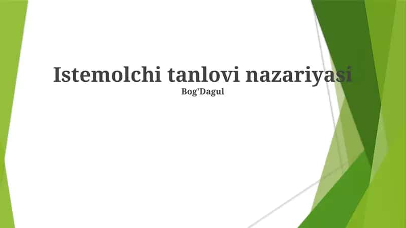 Istemolchi tanlovi nazariyasi 1