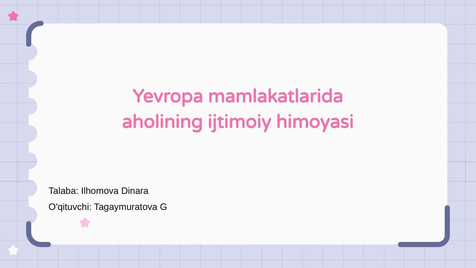 Yevropa mamlakatlarida aholining ijtimoiy himoyasi 1