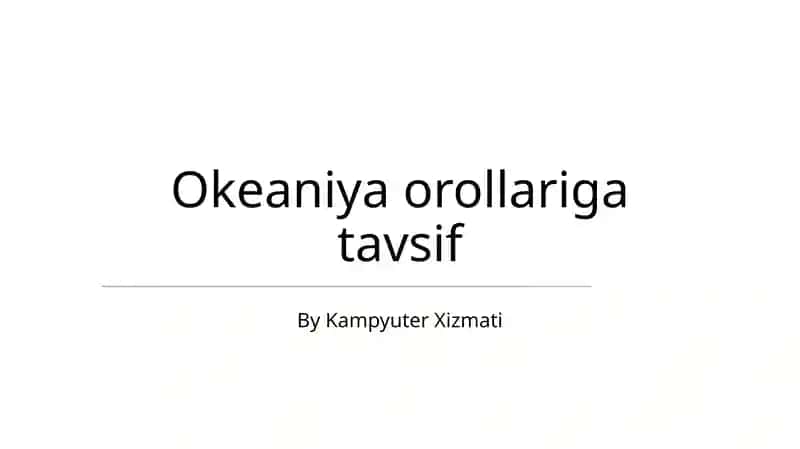 Okeaniya orollariga tavsif
