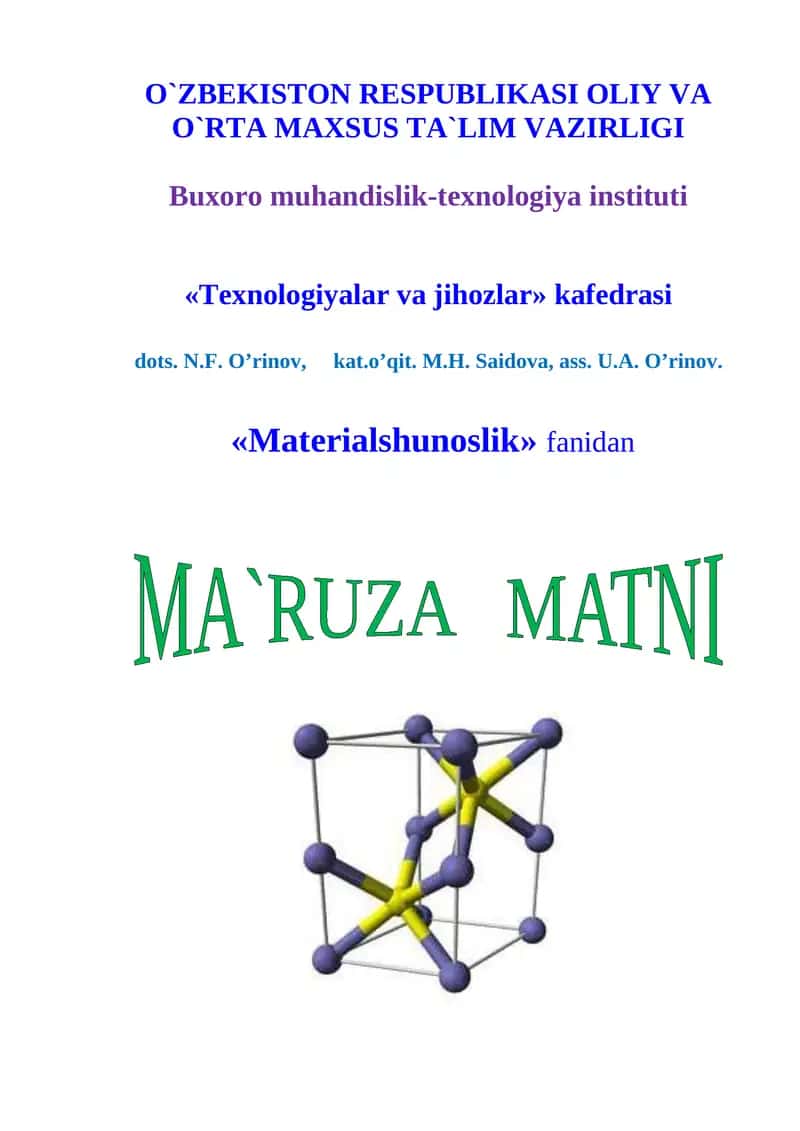 Materialshunoslik 1