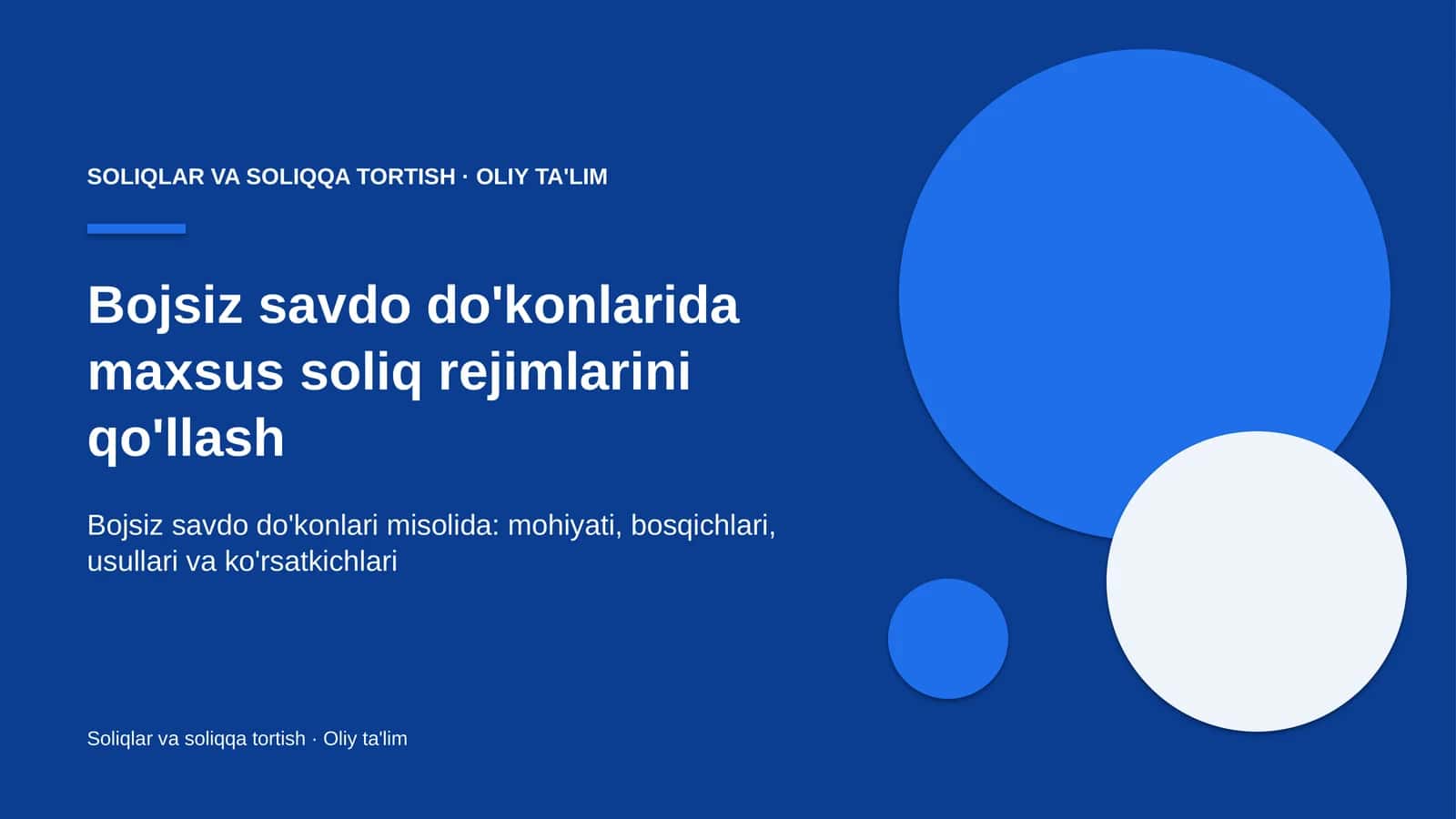 Bojsiz savdo do'konlarida maxsus soliq rejimlarini qo'llash 1