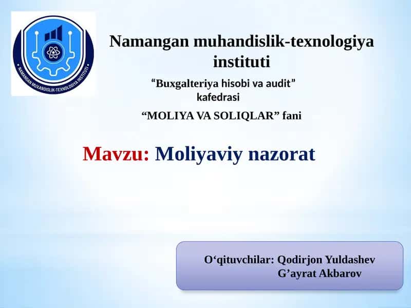 Moliyaviy nazorat 1