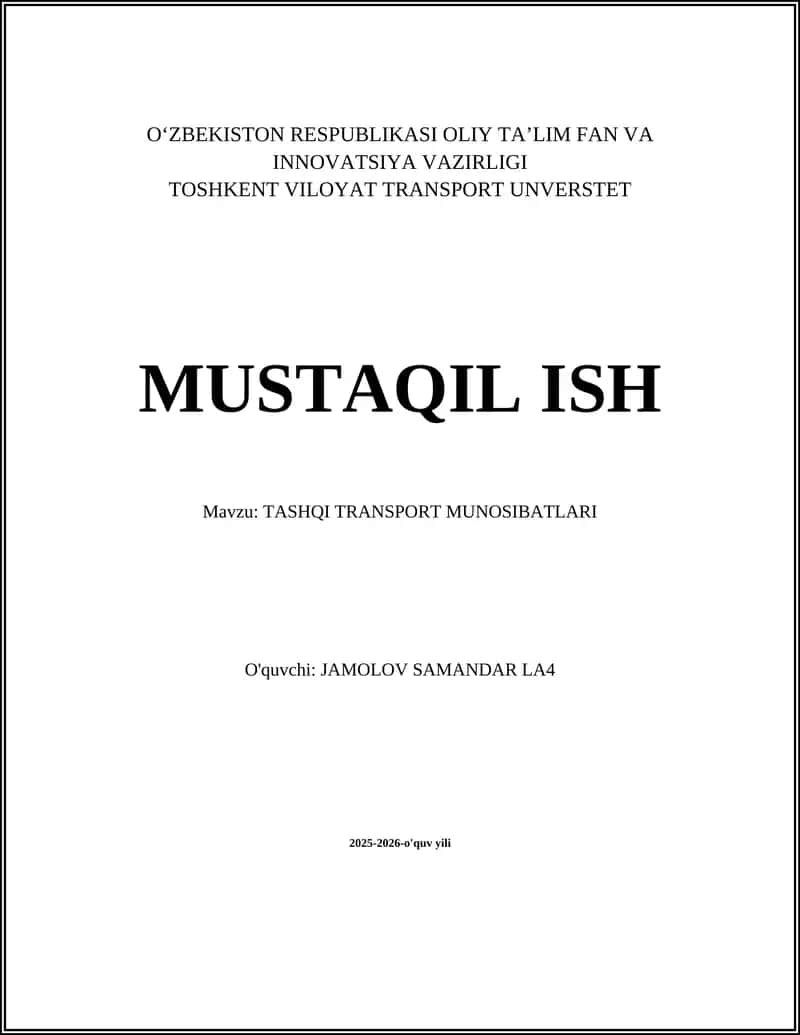 TASHQI TRANSPORT MUNOSIBATLARI 1