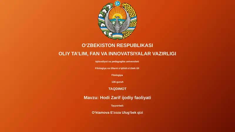 Hodi Zarif ijodiy faoliyati 1