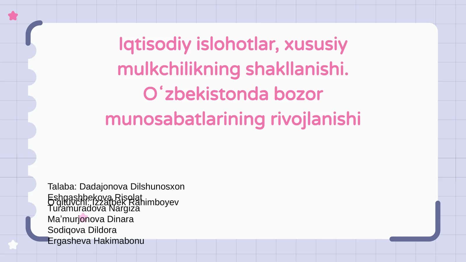 Iqtisodiy Islohotlar 1