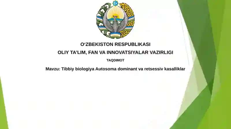 Tibbiybiologiya Autosomadominant va retsessiv kasalliklar