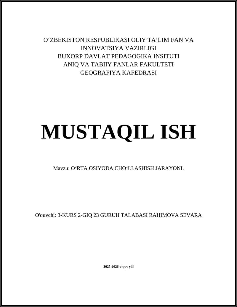 O‘RTA OSIYODA CHO‘LLASHISH JARAYONI 1