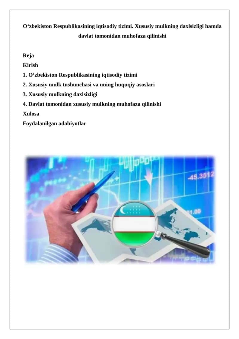 Xususiy mulkning daxlsizligi hamda davlat tomonidan muhofaza qilinishi 1