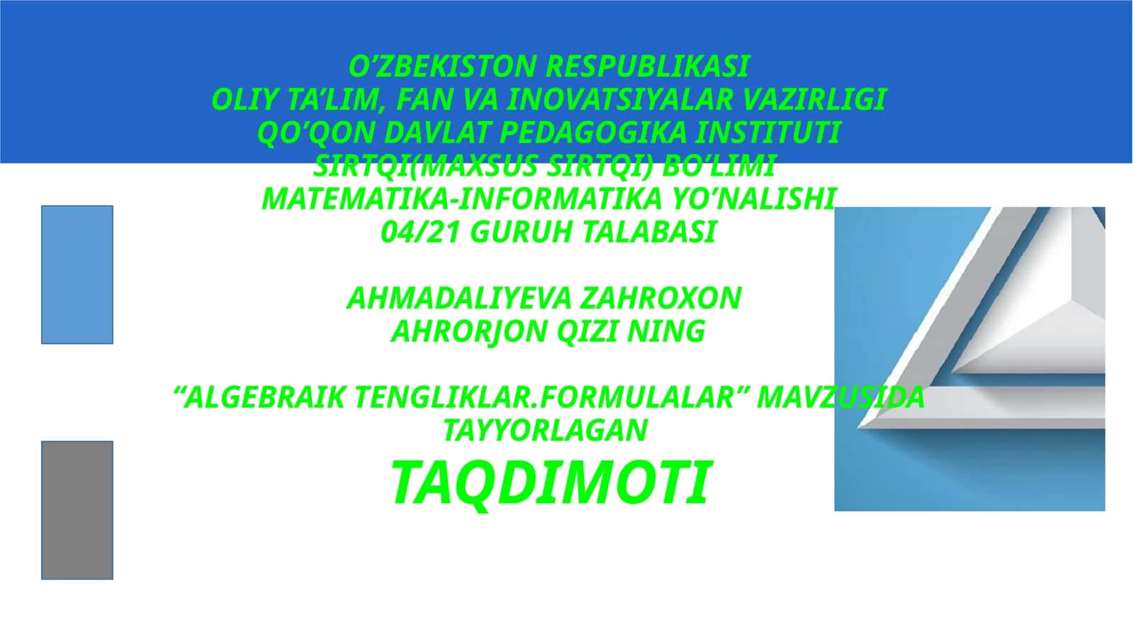 ALGEBRAIK TENGLIKLAR 1