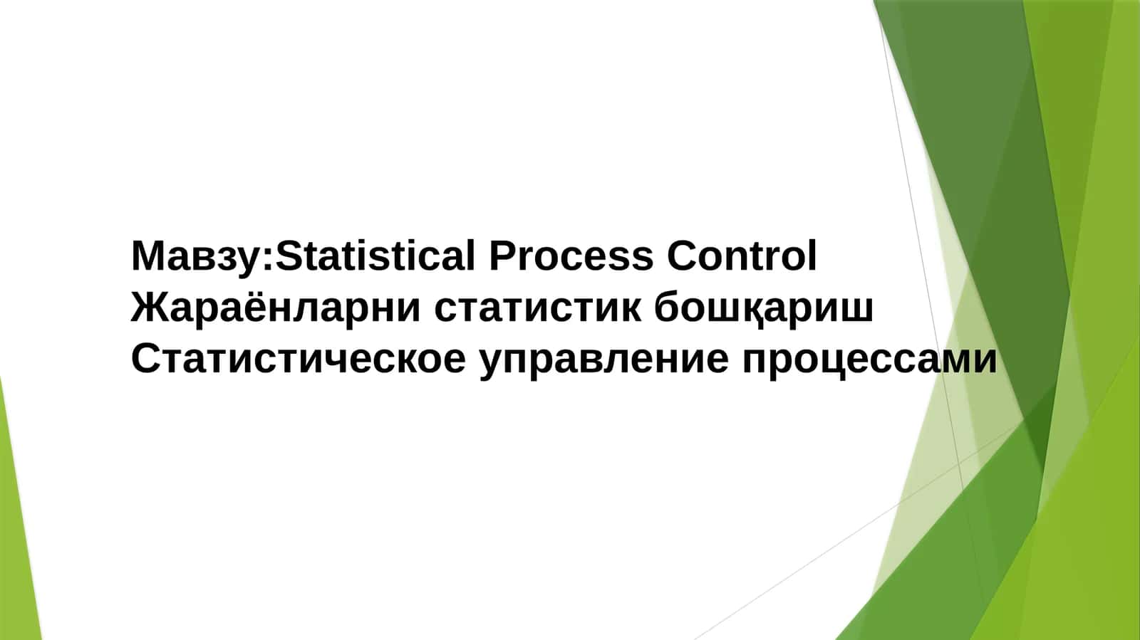 Jarayonlarni statistik boshqarish. Mustaqil ish. Statistical Process Control 1