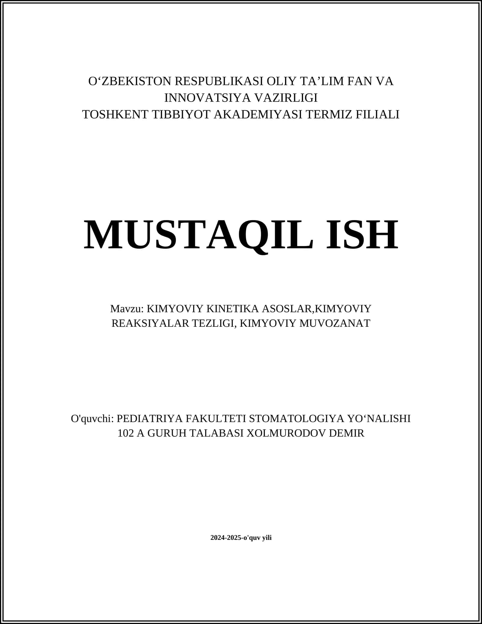 KIMYOVIY KINETIKA ASOSLARI 1