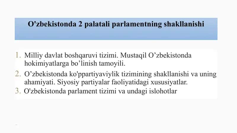 O'zbekistonda 2-palata parlamentning shakllanishi 1