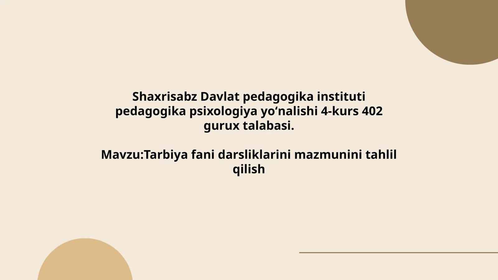 Tarbiya fani darsliklarini mazmunini tahlil qilish 1