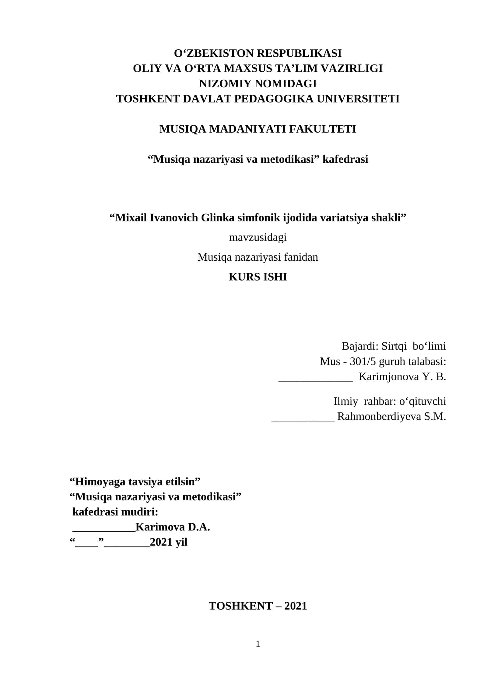 Musiqa nazariyasi va metodikasi 1