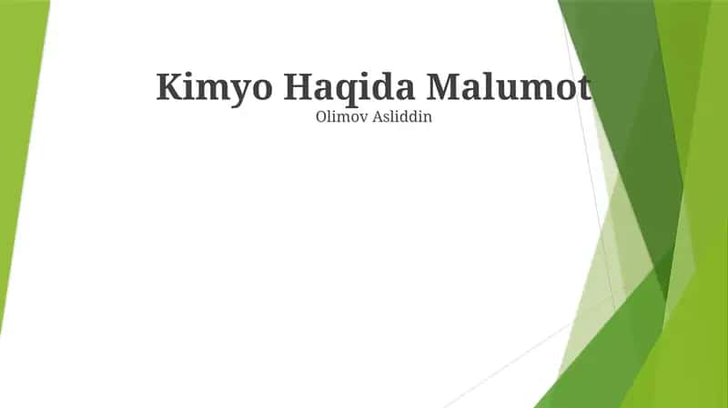 Kimyo Haqida Malumot 1