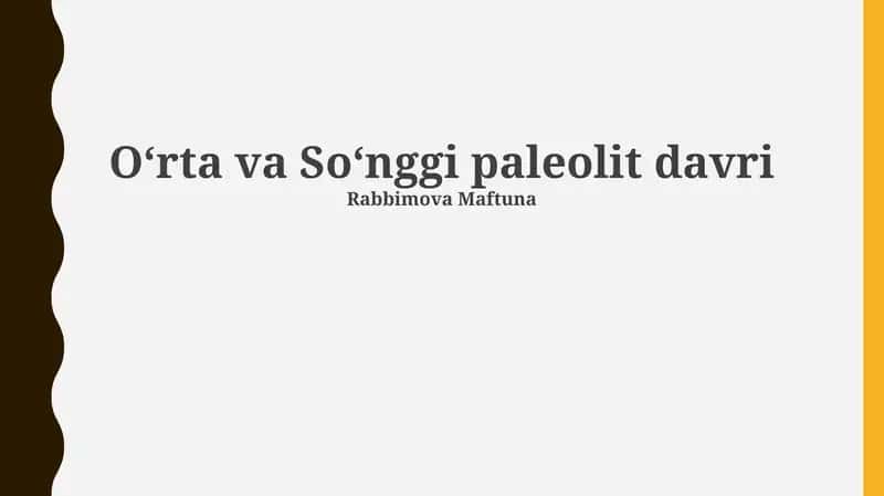 Oʻrta va Soʻnggi paleolit davri 1