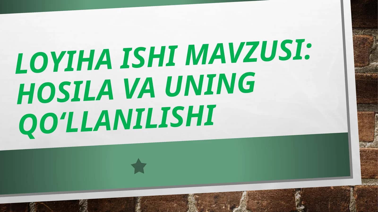 Hosilavauning Qo‘llanilishi Loyiha taqdimoti 1