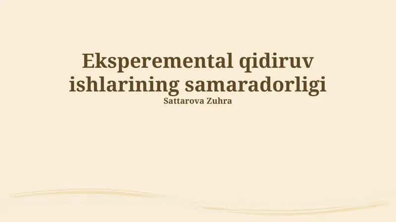 Eksperimental qidiruv ishlarining samaradorligi 1