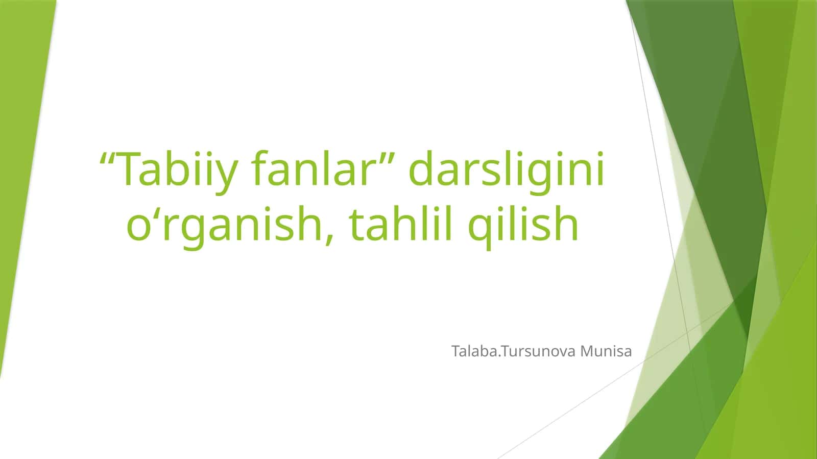 "Tabiiy fanlar” darsligini oʻrganish, tahlil qilish 1