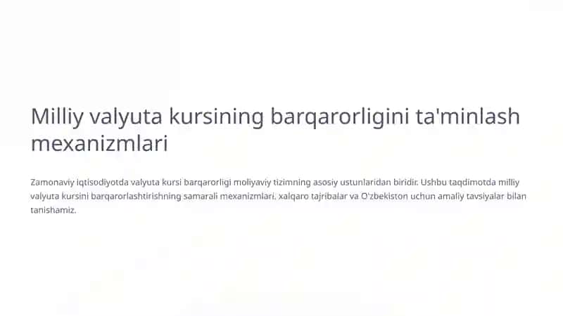 Valyuta kursini barqarorlashtirish mexanizmlari