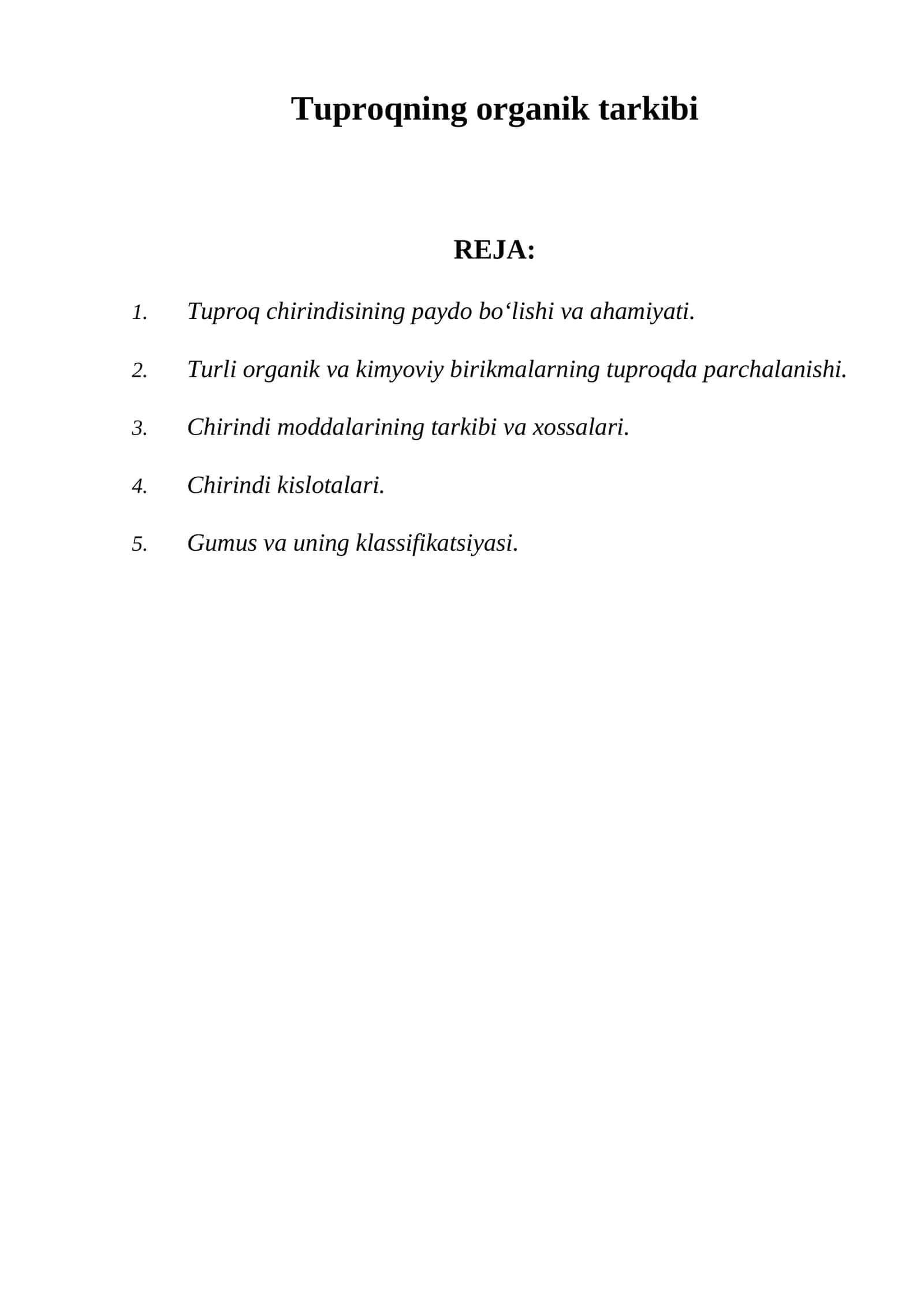 Tuproqning organik tarkibi 1