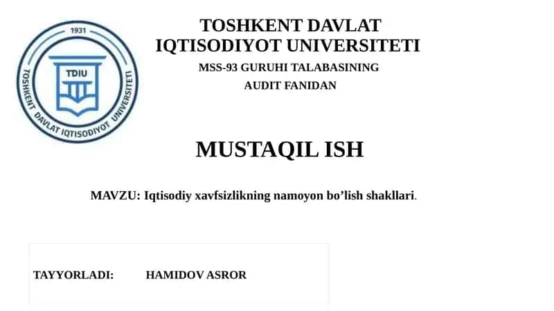 Iqtisodiy xavfsizlik 1