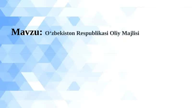 O‘zbekiston Respublikasi Oliy Majlisi 1