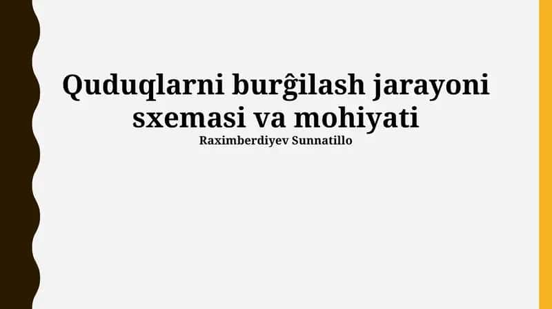 Burg'ilash Jarayoni Sxemasi va Mohiyati 1