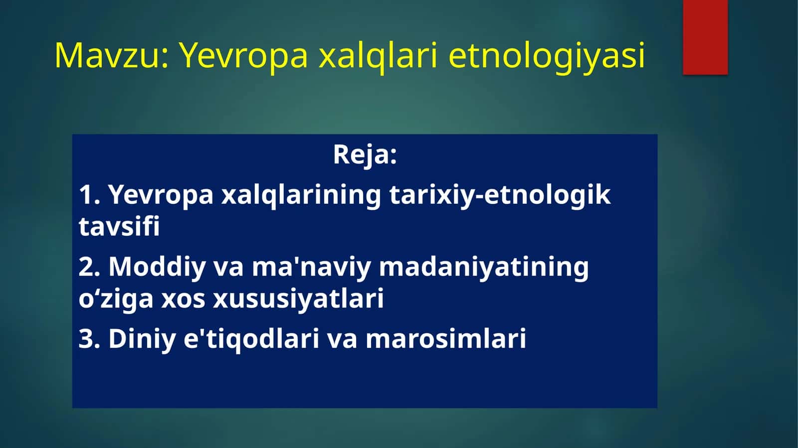 Yevropa xalqlari etnologiyasi 1