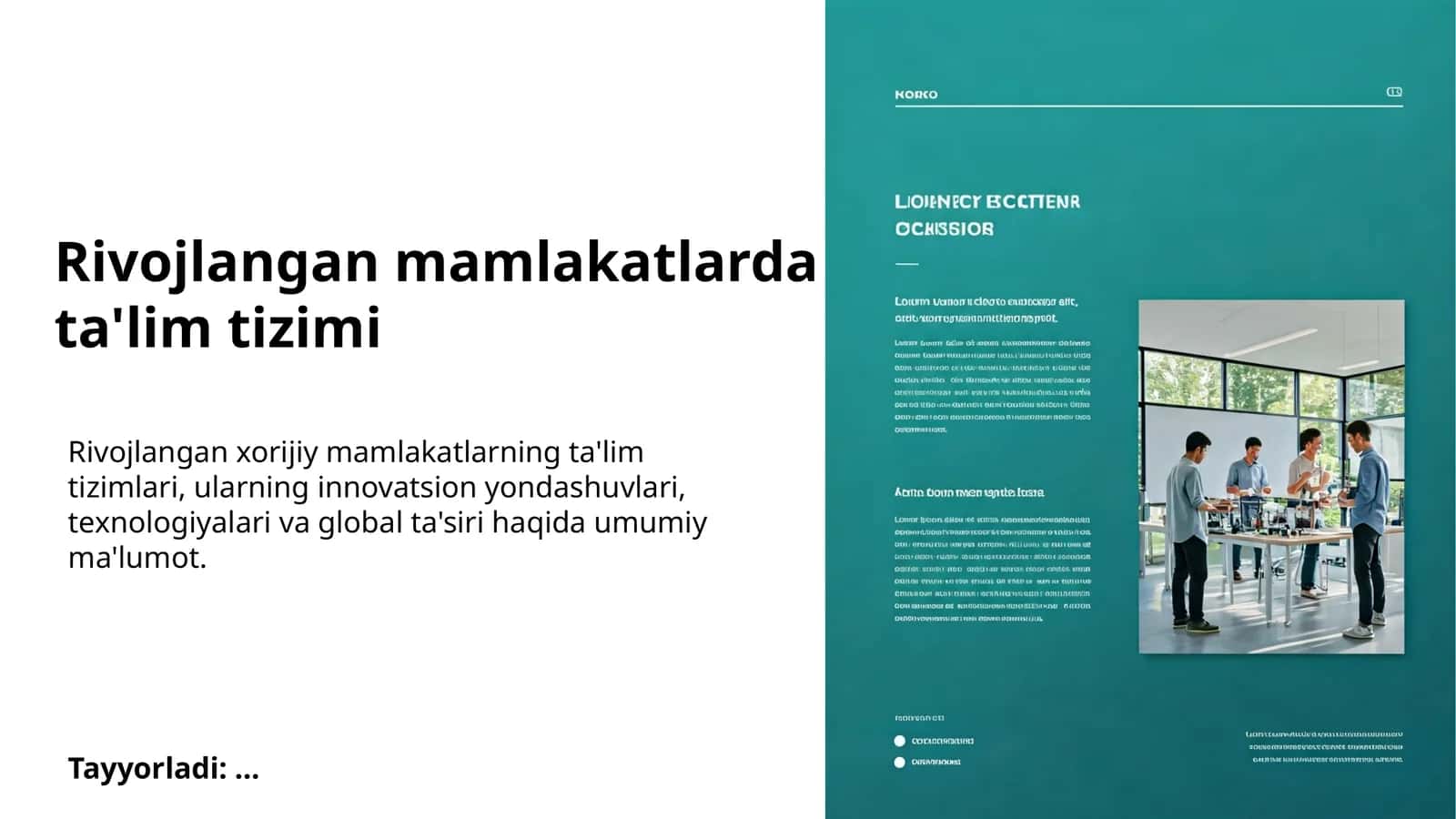 Rivojlangan mamlakatlarda ta'lim tizimi 1