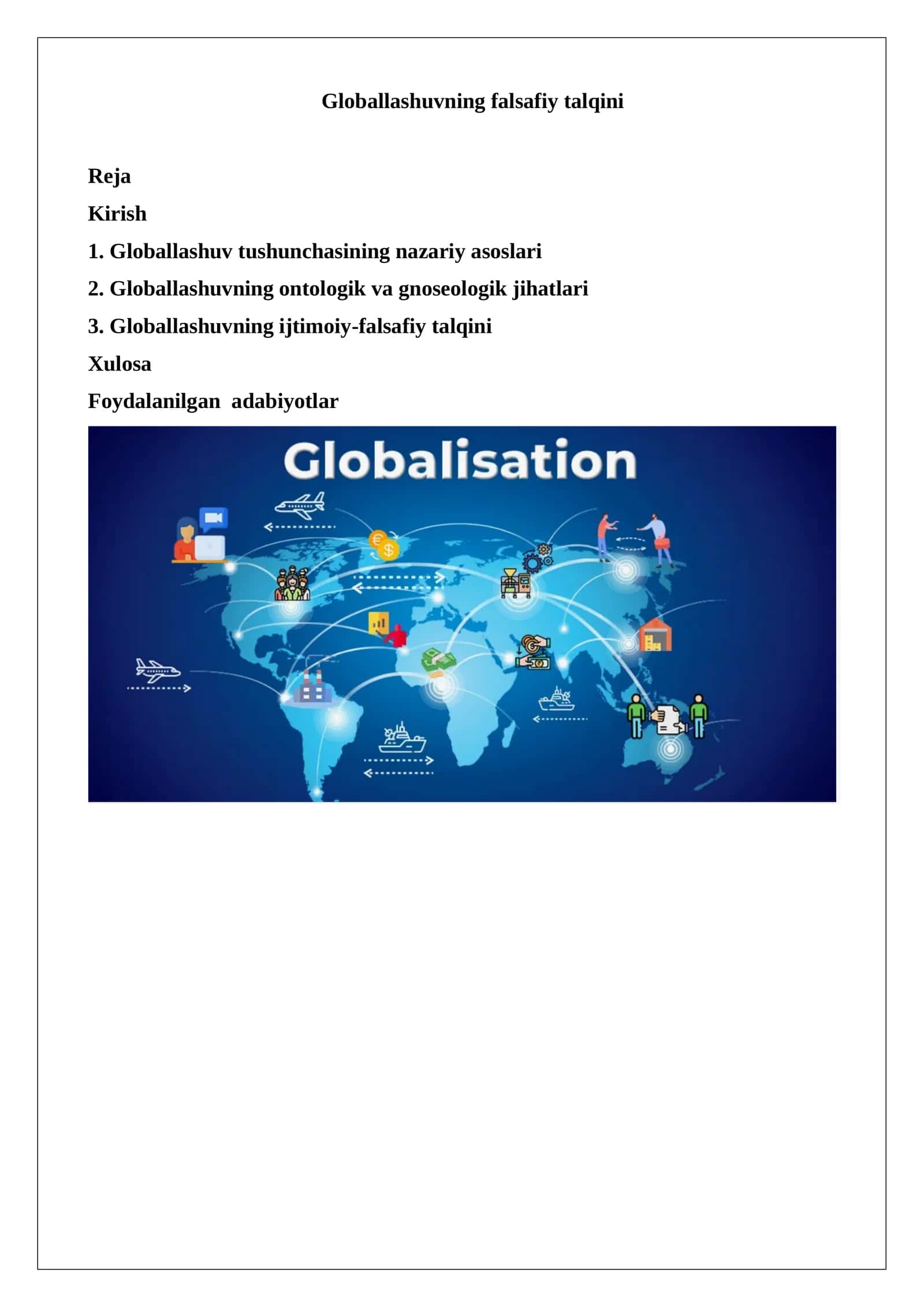 Globallashuvning falsafiy talqini 1