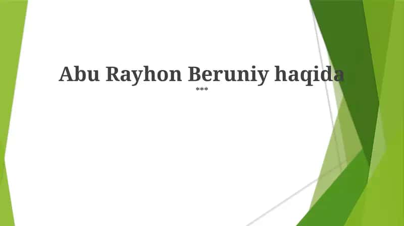 Abu Rayhon Beruniy haqida 1