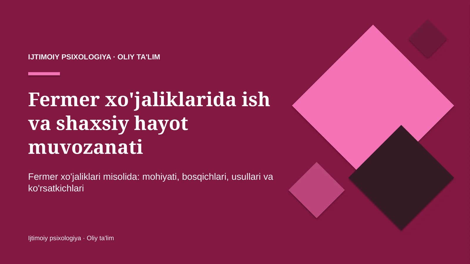 Fermer xo'jaliklarida ish va shaxsiy hayot muvozanati 1