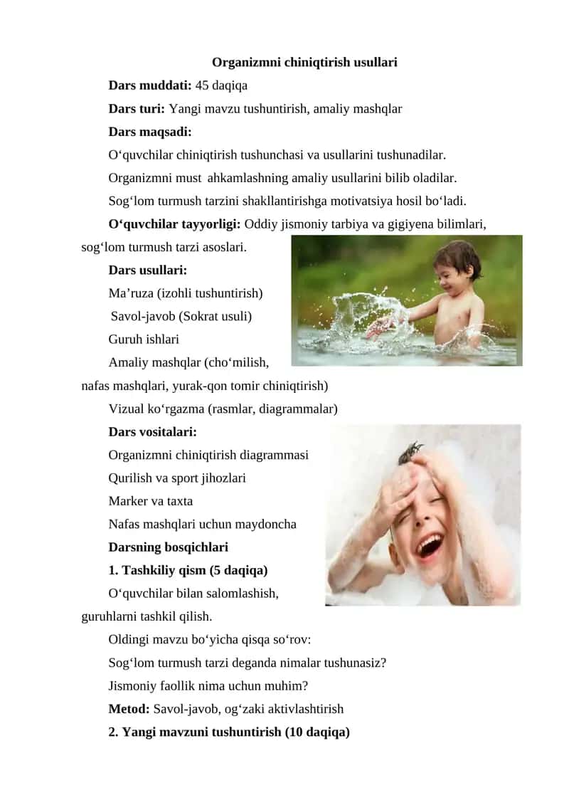 Organizmni chiniqtirish usullari 1