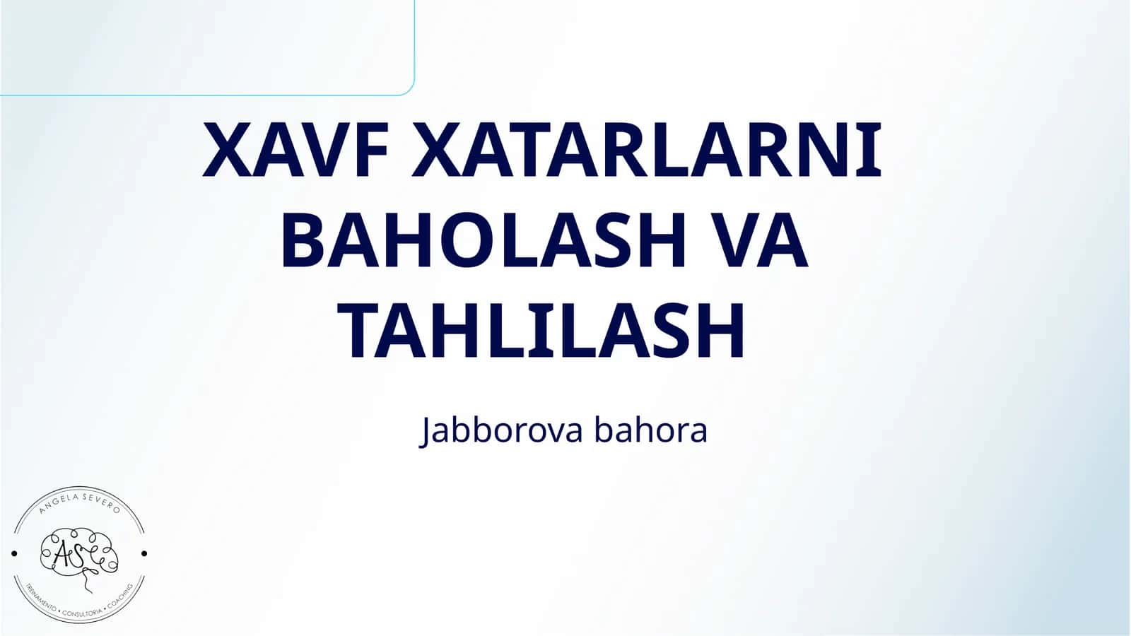 XAVF XATARLARNI BAHOLASH VA TAHLILASH 1