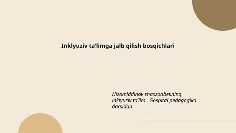 Inklyuziv taʼlimga jalb qilish bosqichlari 1