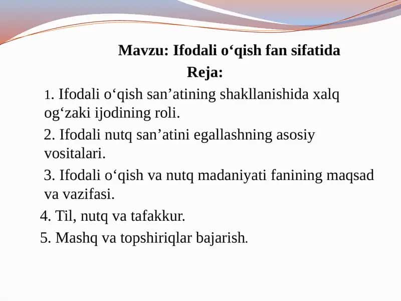 Ifodali o‘qish praktikumi 1
