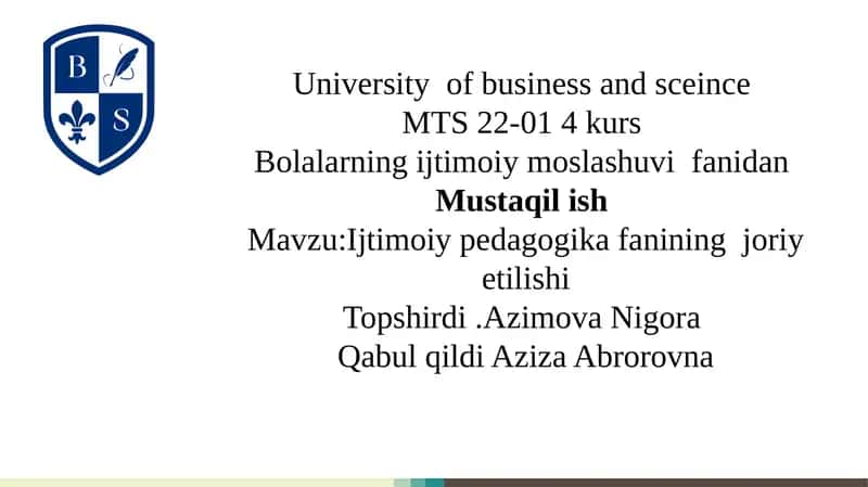 Ijtimoiy pedagogika fanining  joriy etilishi 1