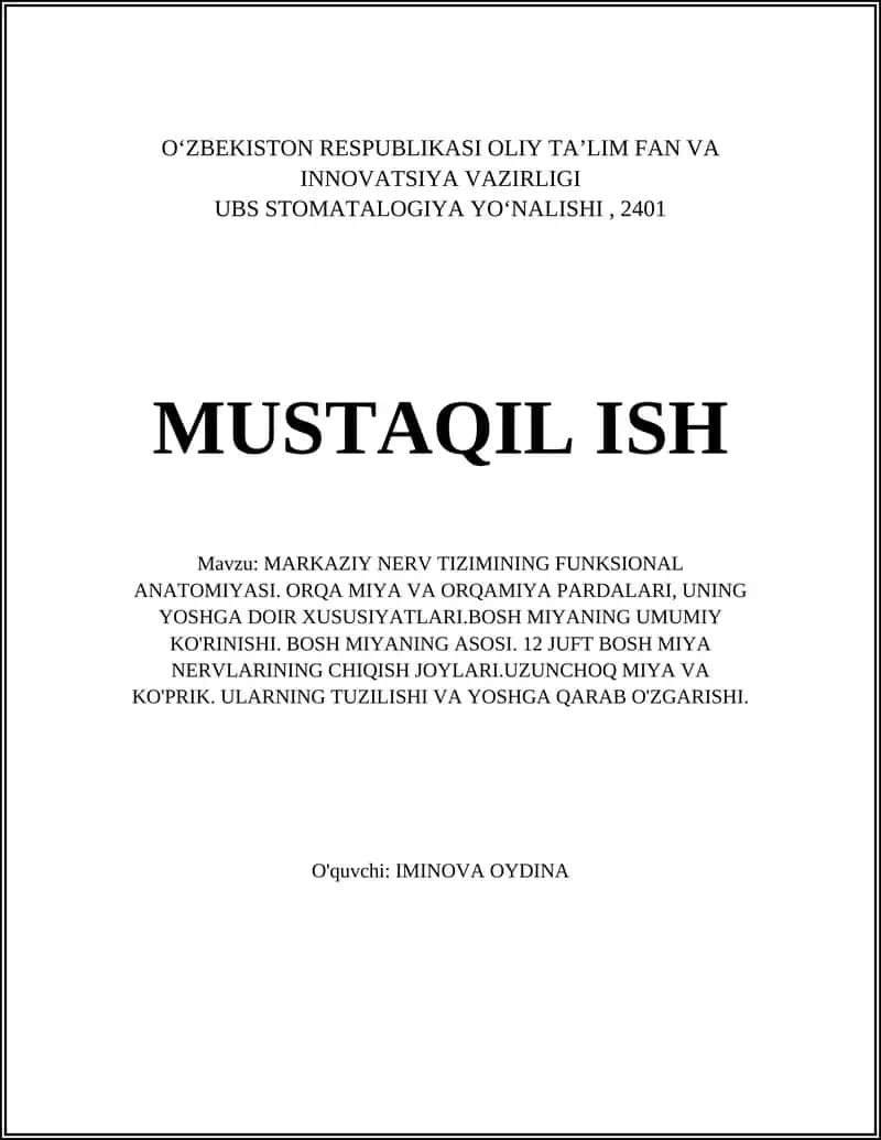 MARKAZIY NERV TIZIMINING FUNKSIONAL ANATOMIYASI 1