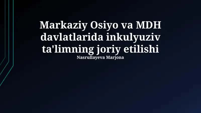 Inklyuziv ta'limning joriy etilishi 1