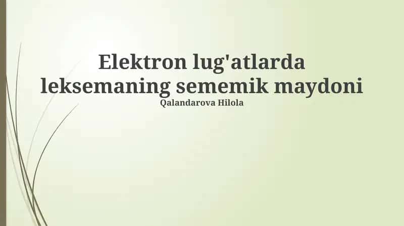 Semantik maydon tahlili metodlari 1