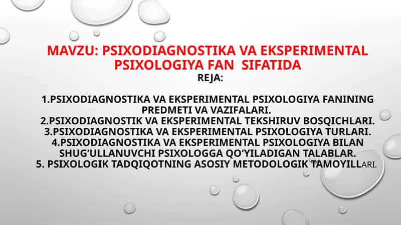 PSIXODIAGNOSTIKAVA EKSPERIMENTAL PSIXOLOGIYA FANSIFATIDA 1