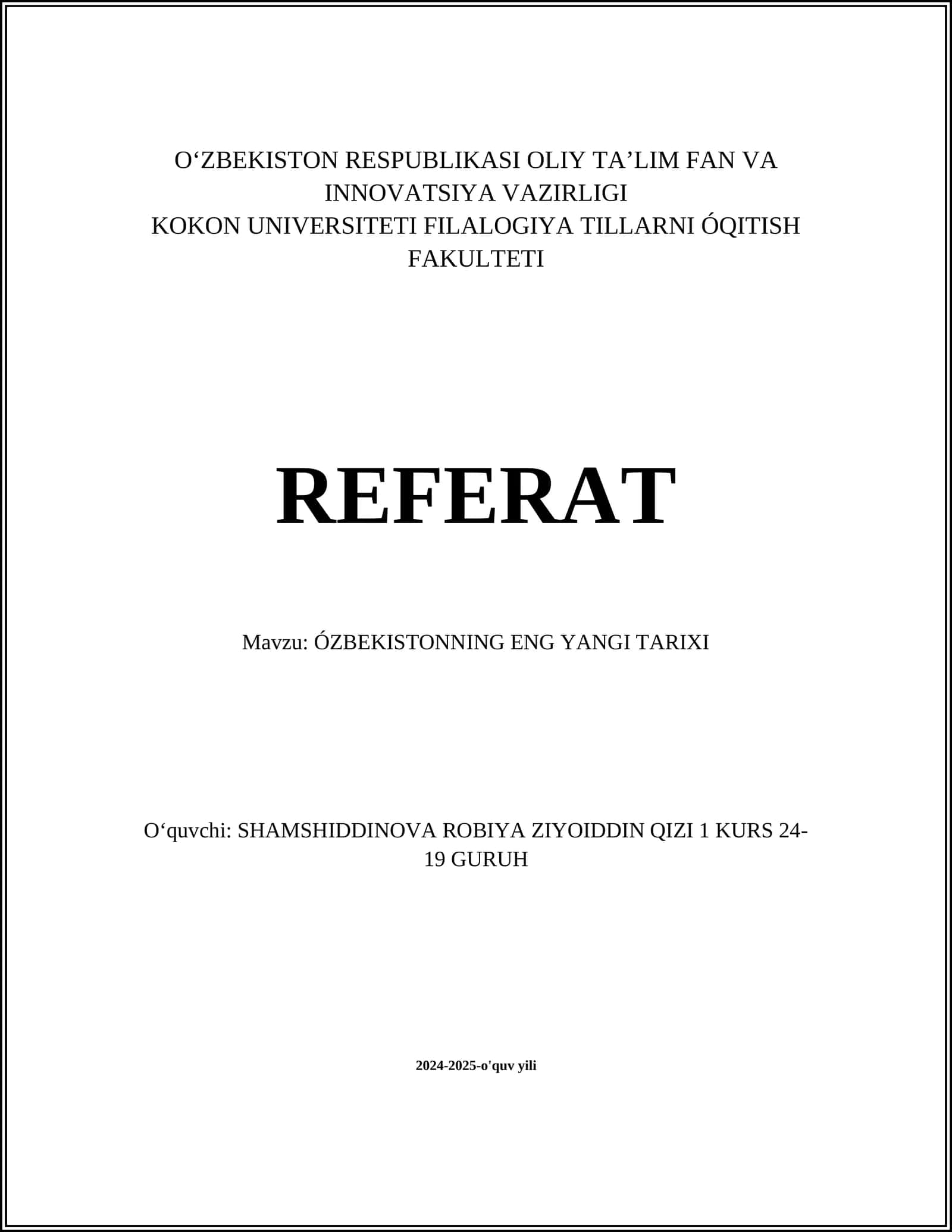 ÓZBEKISTONNING ENG YANGI TARIXI 1