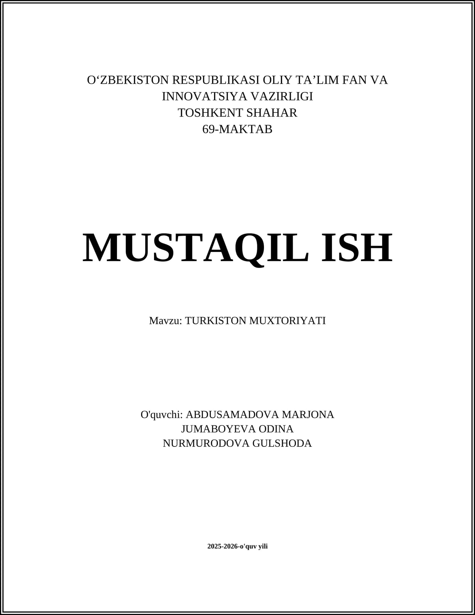 Turkiston Muxtoriyati 1