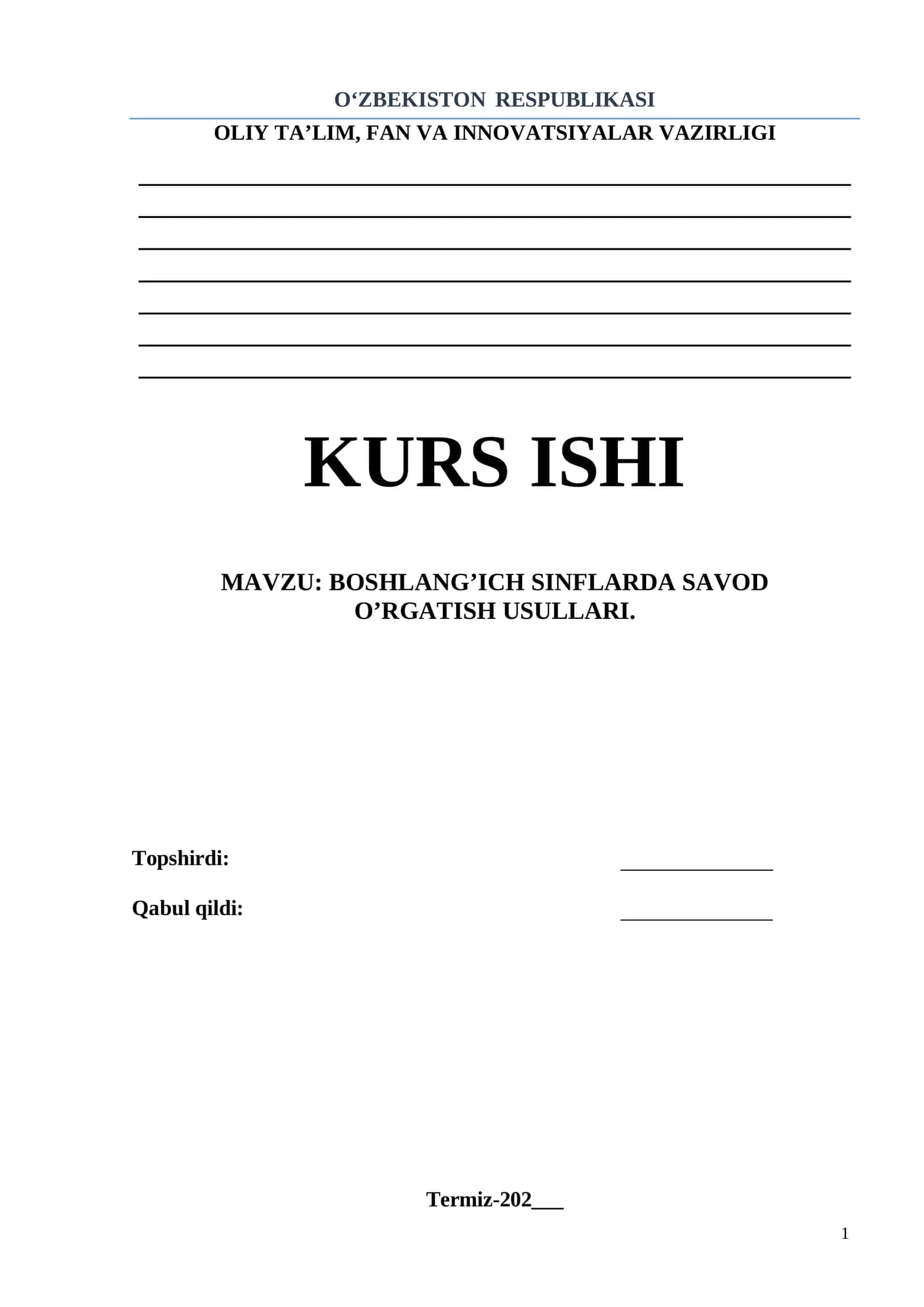 BOSHLANG’ICH SINFLARDA SAVOD O’RGATISH USULLARI 1