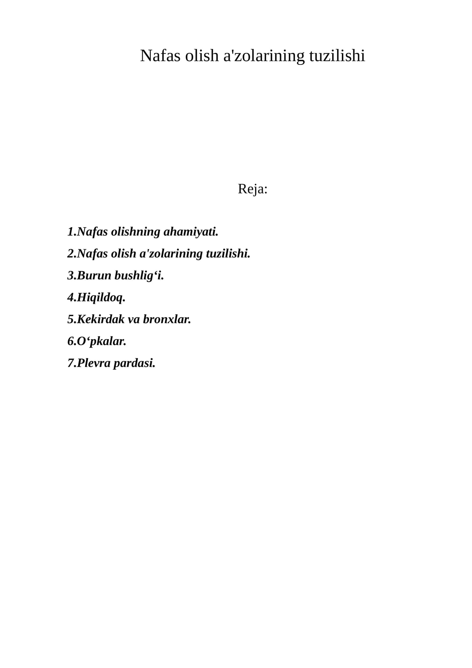 Nafas olish a'zolarining tuzilishi 1