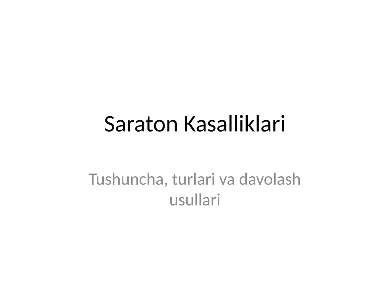 Saraton Kasalliklari 1